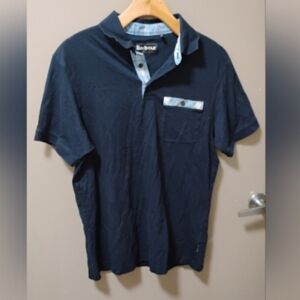 Barbour Mens Short Sleeve Plaid Trim Polo Shirt Top Sz M